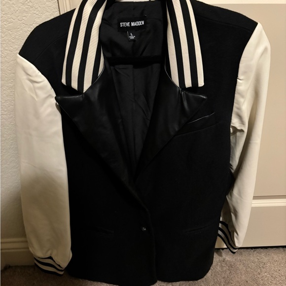 Steve Madden Black and White Varsity Jacket - Picture 1 of 4